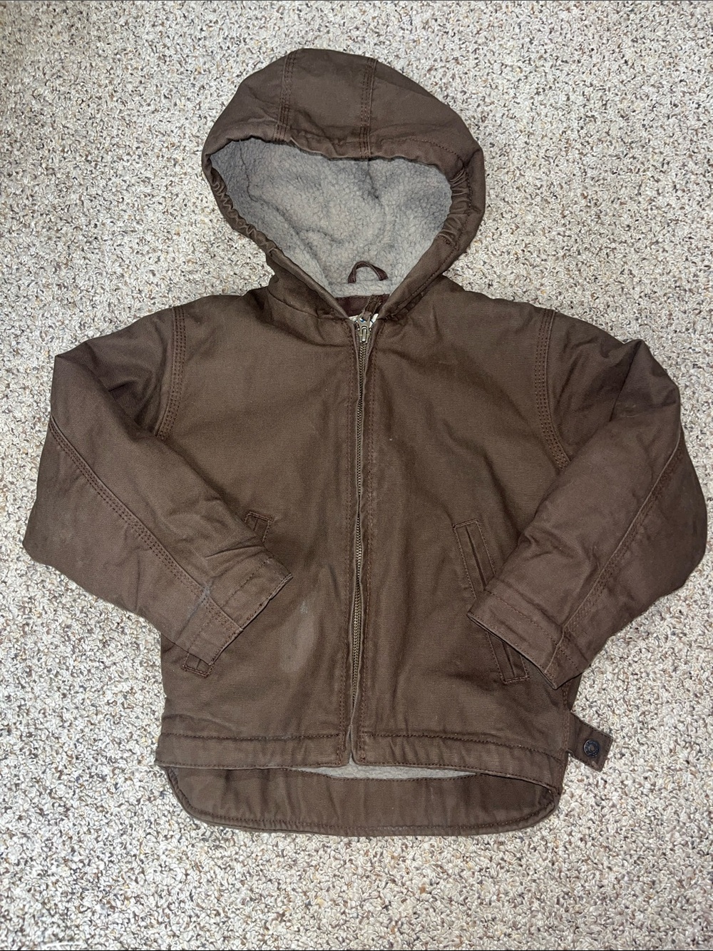 Kids Brown Hooded Puffer Jacket